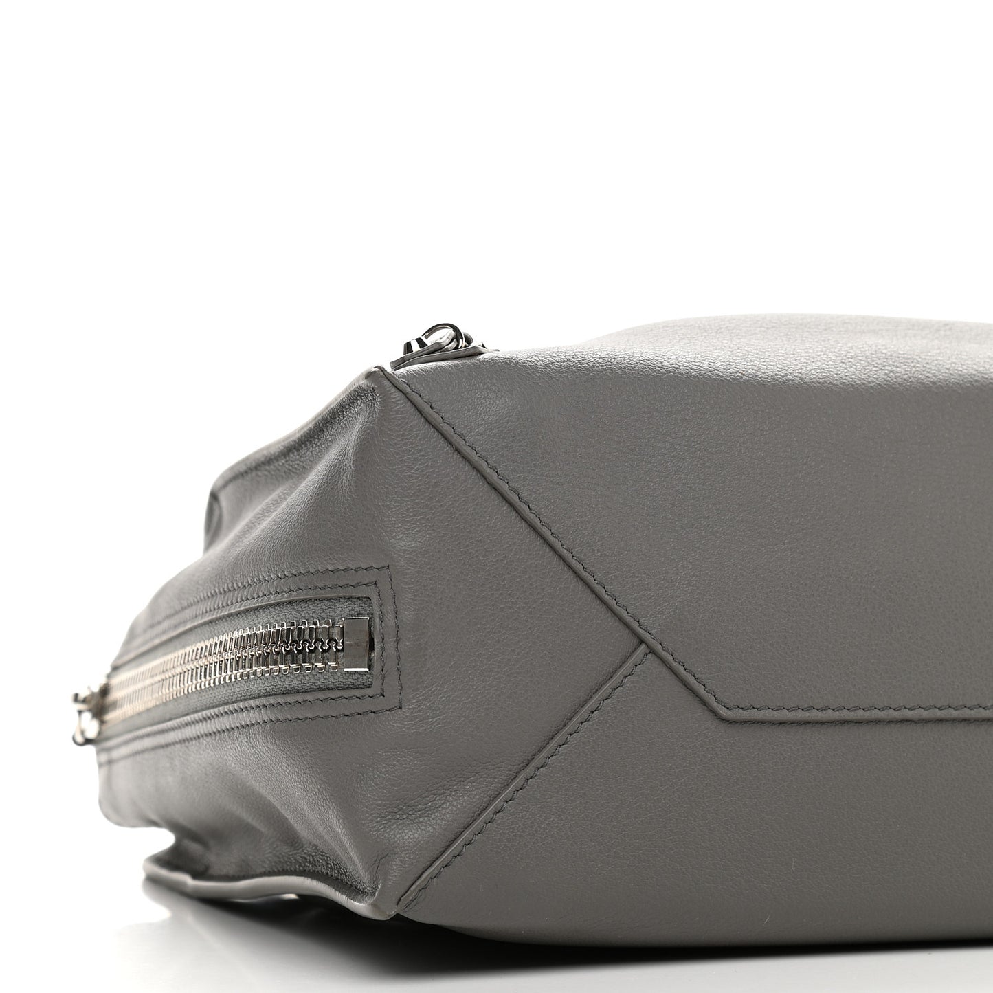 Veau Papier A6 Zip Around Tote Gris Acier