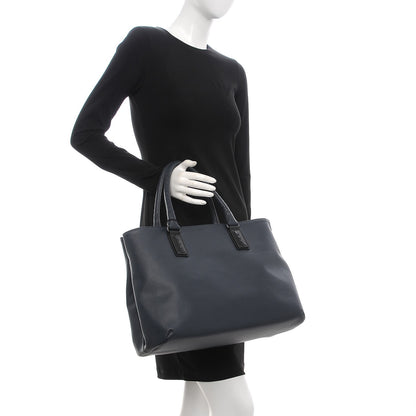 Bottega Veneta Rubberized Canvas Marcopolo Tote Dark Navy Nero 2 of 7