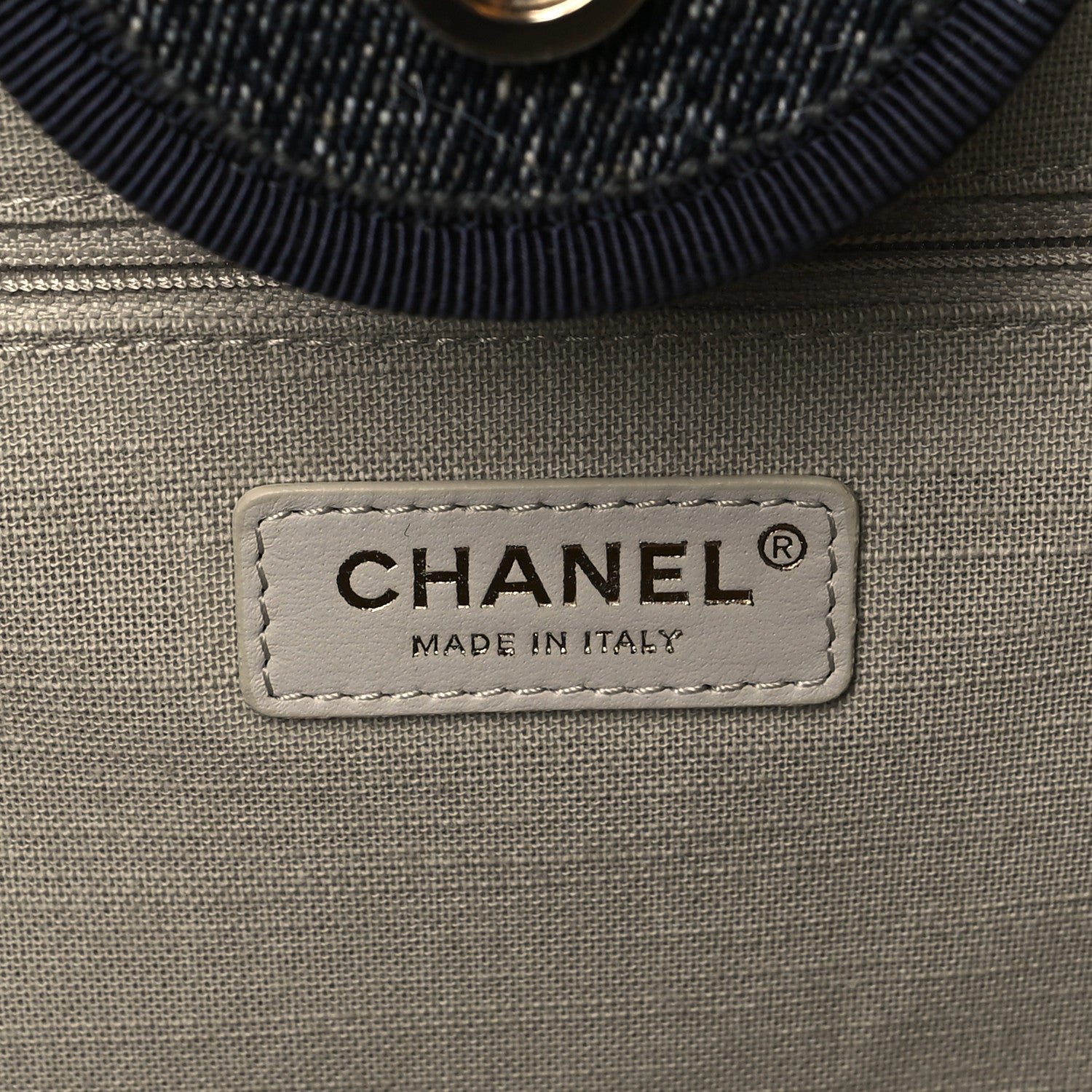 Chanel Denim Medium Deauville Tote Dark Blue White 6 of 9