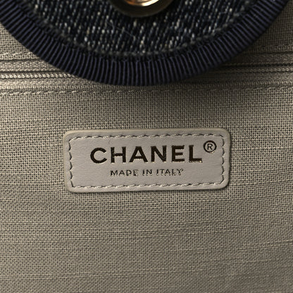 Chanel Denim Medium Deauville Tote Dark Blue White 6 of 9