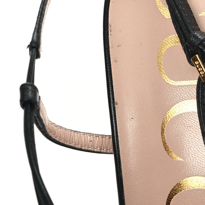 Gucci Calfskin Crystal GG Isa Ankle Strap Mid Heel Sandals 39.5 Black 8 of 9
