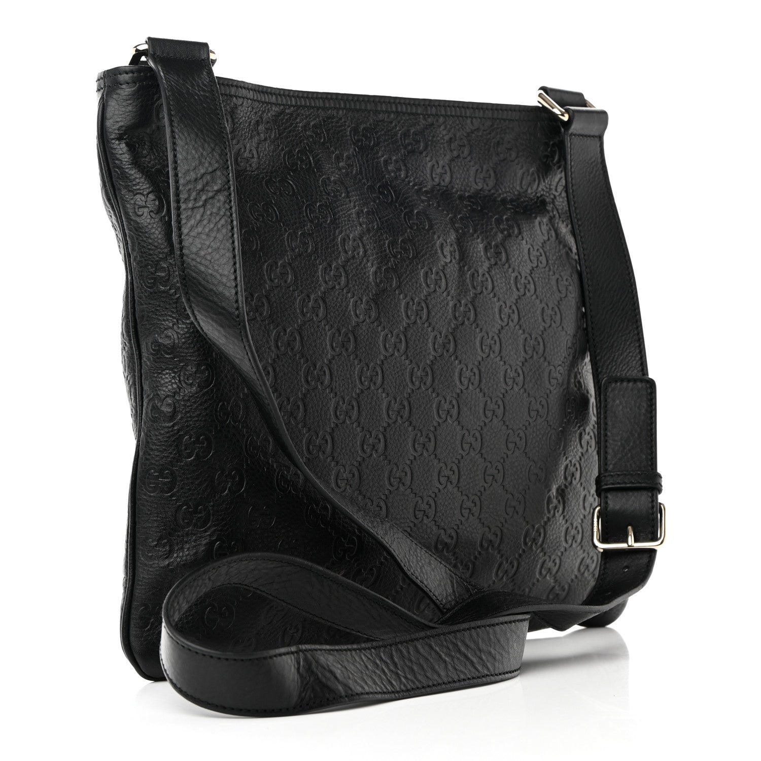Gucci Guccissima Flat Messenger Bag Black 3 of 12