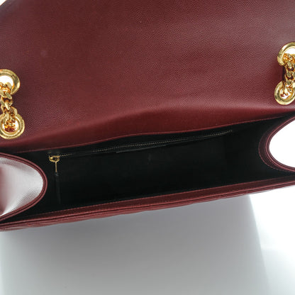 Saint Laurent Grain De Poudre Matelasse Chevron Large Monogram Satchel Oxblood 5 of 6