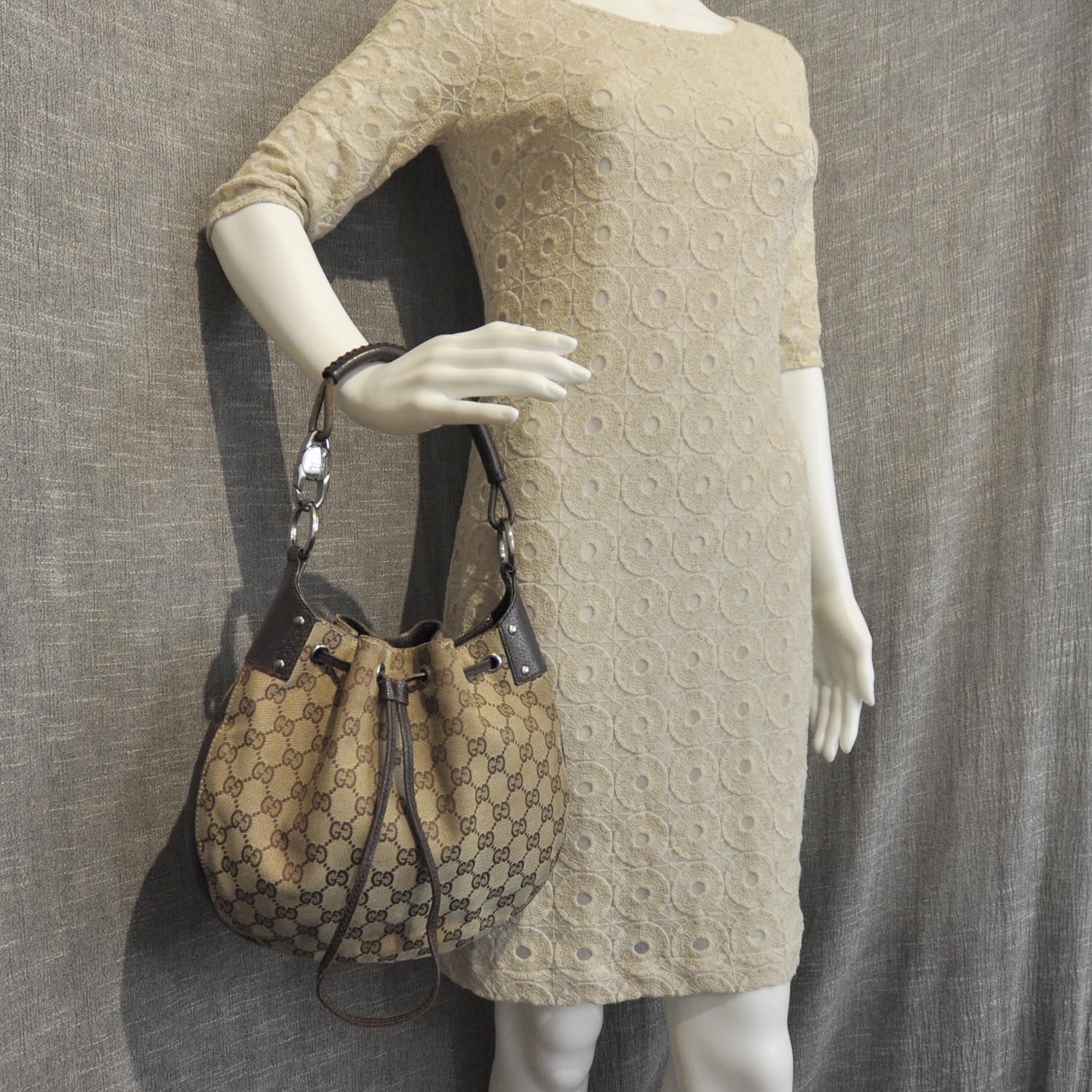 Gucci Monogram Drawstring Hobo Ebony 2 of 10
