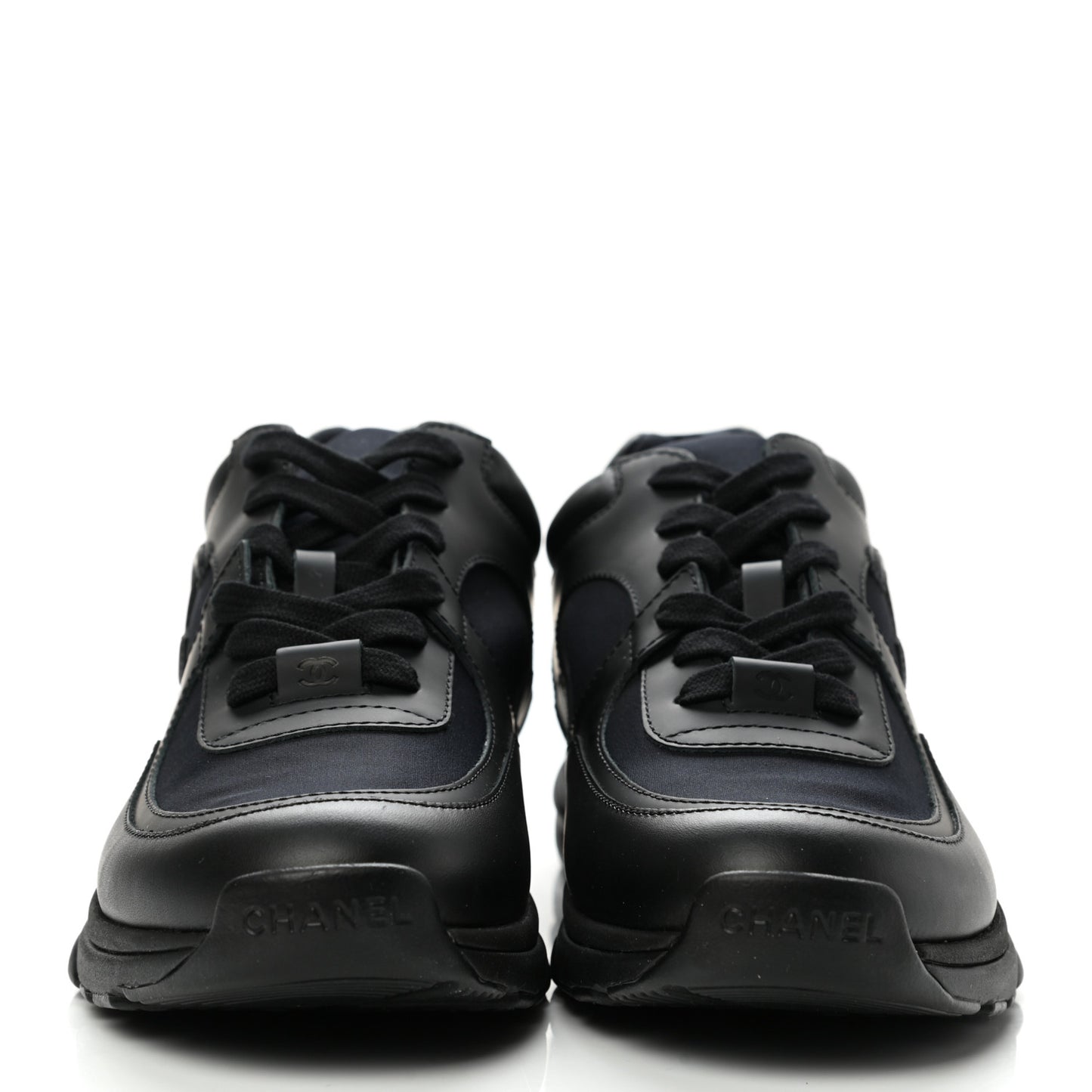 Lambskin Fabric CC Sneakers 39 Black