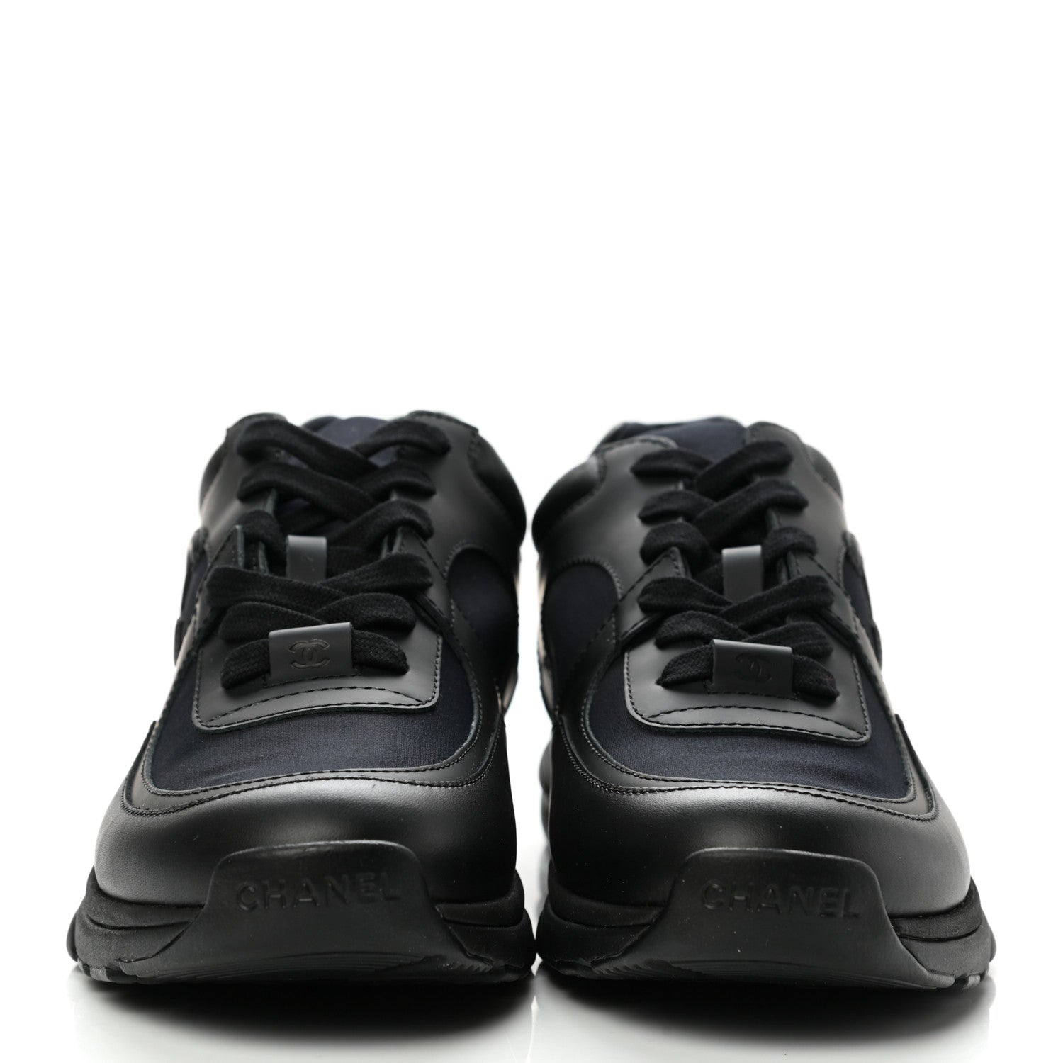 Chanel Lambskin Fabric CC Sneakers 39 Black 2 of 8