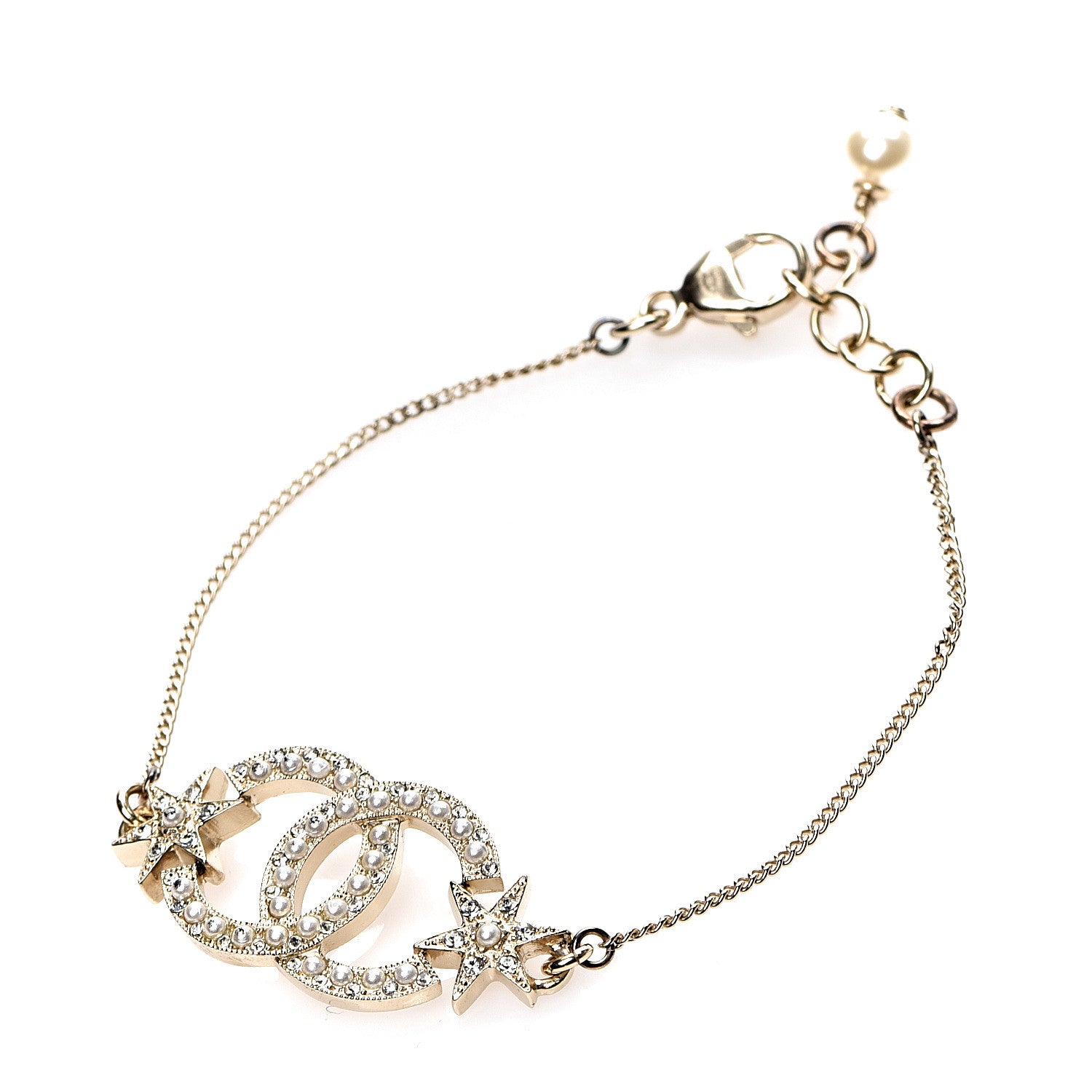 Chanel Pearl Crystal CC Star Bracelet Gold 1 of 3