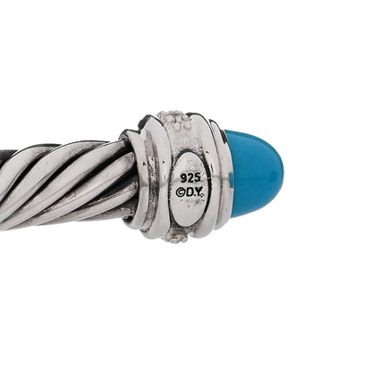 David Yurman Sterling Silver Diamond Turquoise 7mm Cable Classics Bracelet 3 of 3