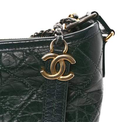 Chanel Aged Calfskin Quilted Small Gabrielle Hobo Dark Green 23 of 29