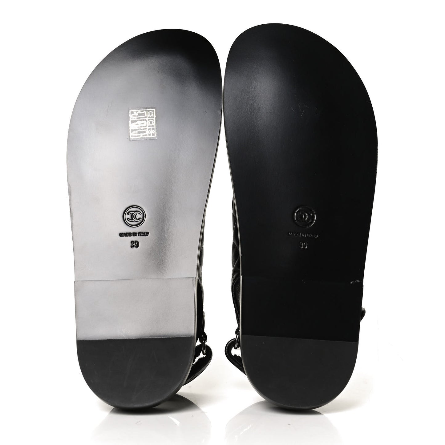 Lambskin Quilted Velcro Dad Sandals 39 So Black