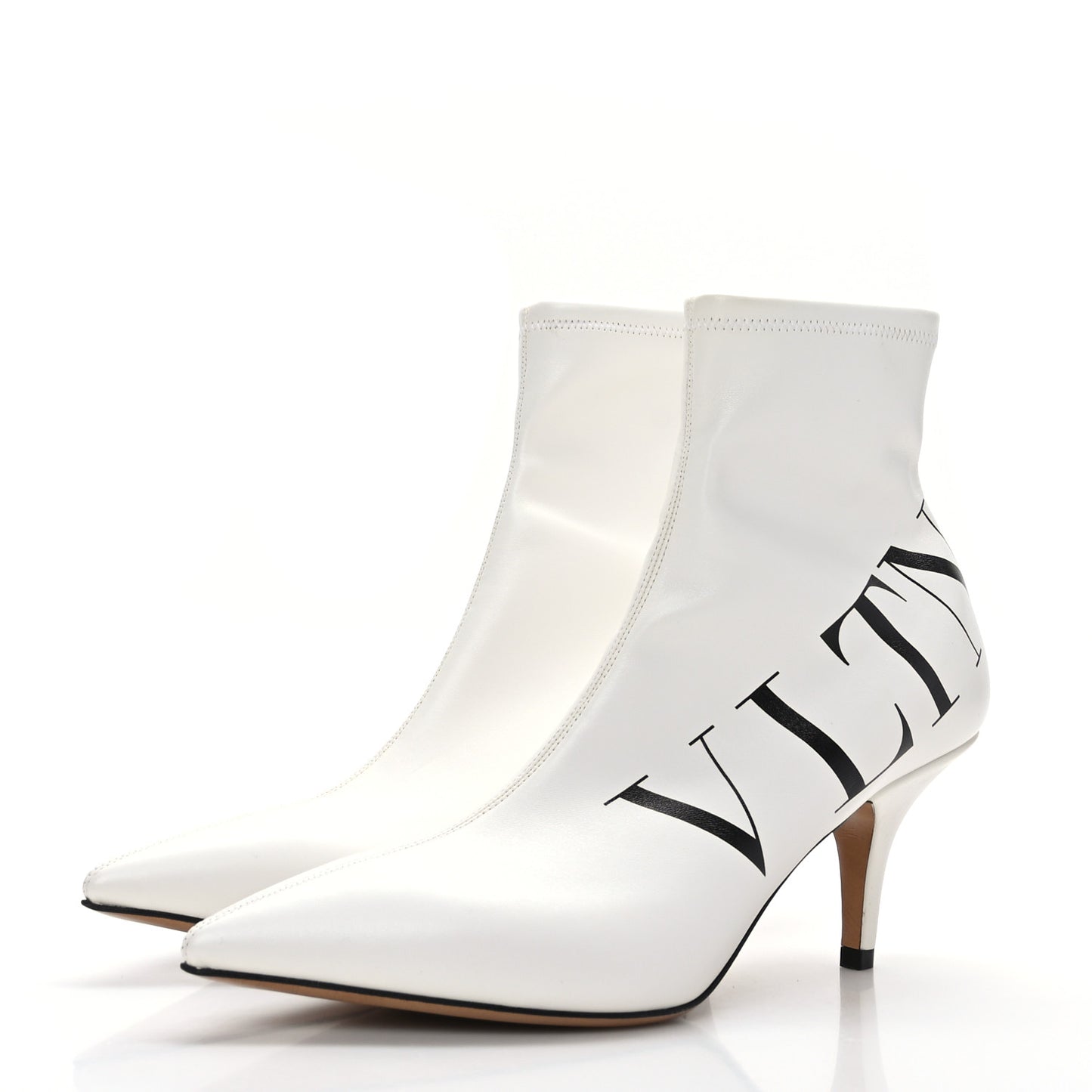 Eco Leather VLTN 70mm Sock Booties 38.5 White Black