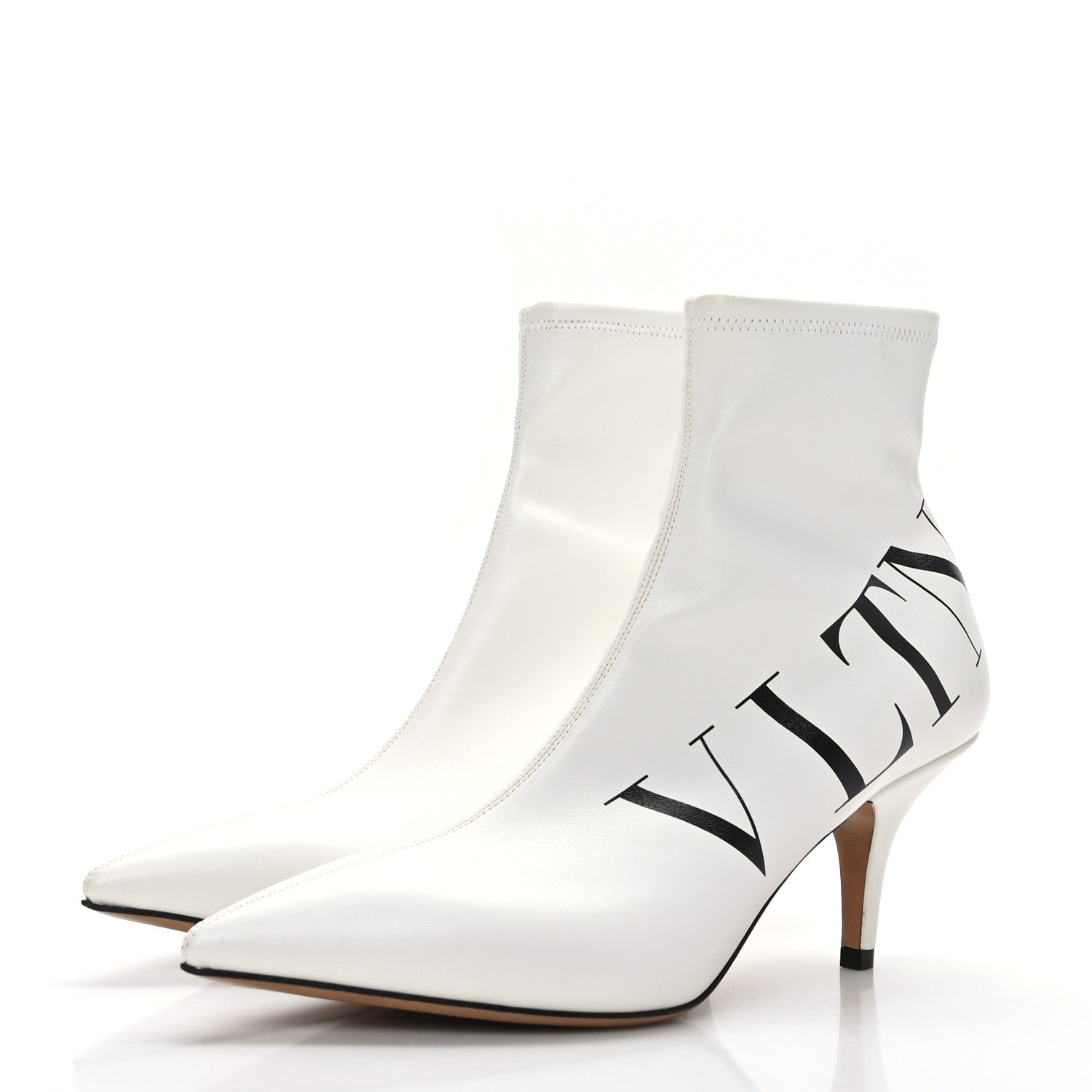 Valentino Garavani Eco Leather VLTN 70mm Sock Booties 38.5 White Black 3 of 7