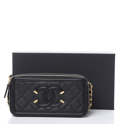 Chanel Caviar Quilted CC Filigree Clutch With Chain Black 13 of 13