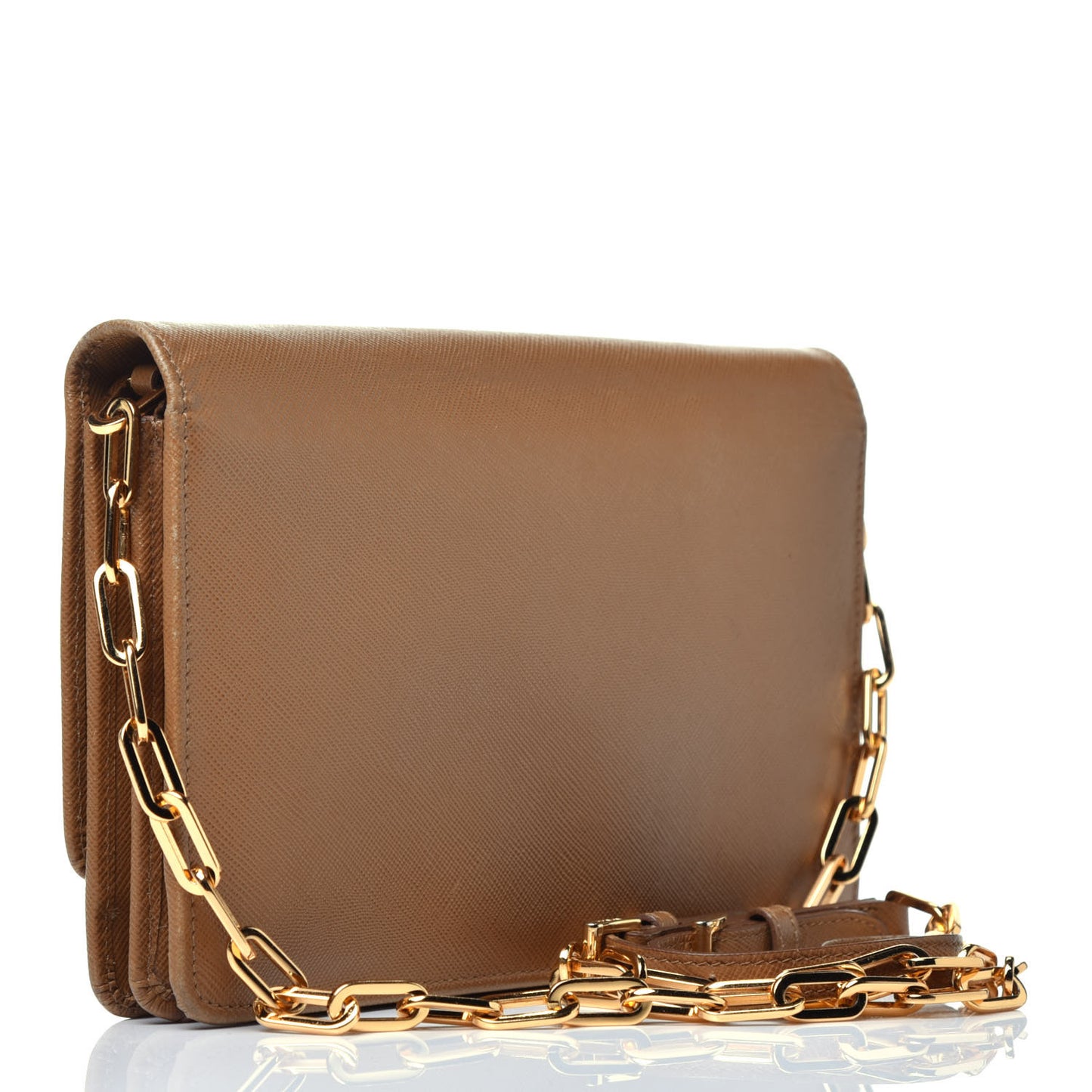 Saffiano Metal Large Chain Wallet Caramel