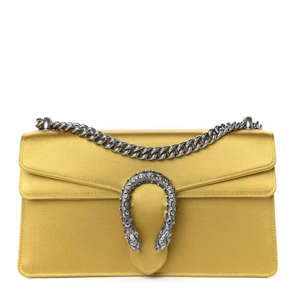 Gucci Satin Silk Crystal Small Dionysus Shoulder Bag Gold Black Diamond 2 of 10