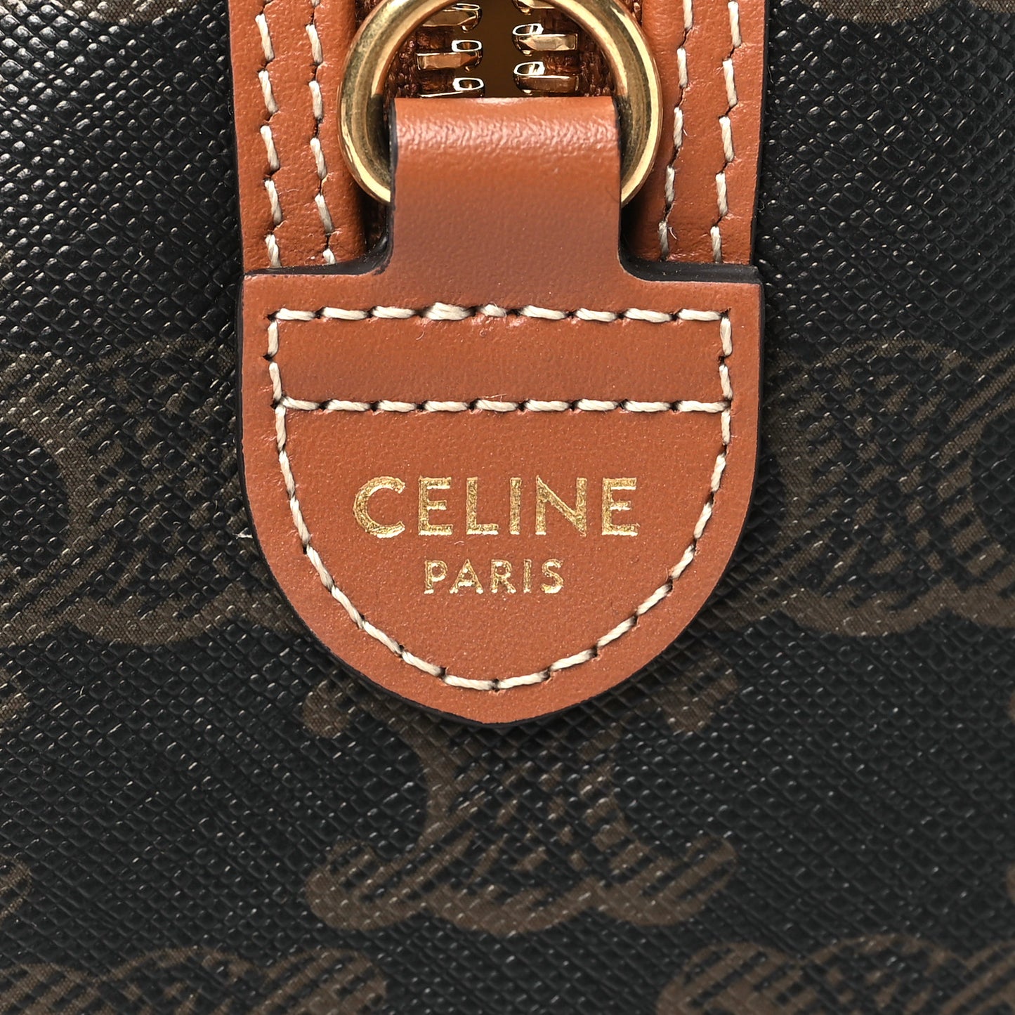 Triomphe Canvas Calfskin Small Boston Bag Tan