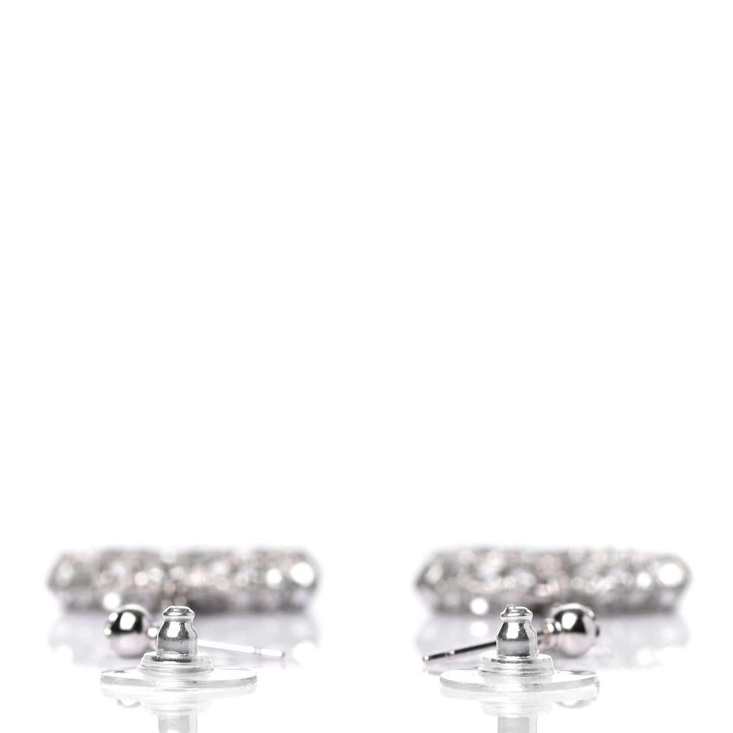 Baguette Crystal CC Drop Earrings Silver