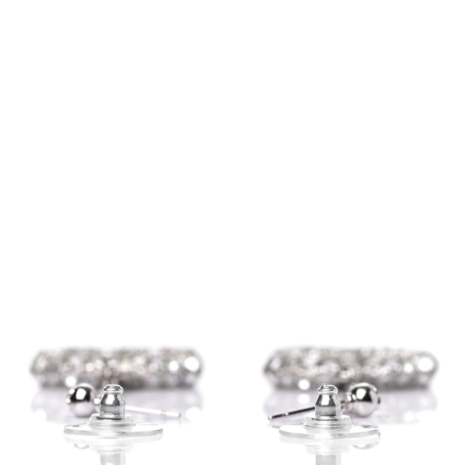 Chanel Baguette Crystal CC Drop Earrings Silver 3 of 4