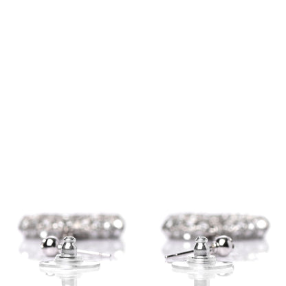Chanel Baguette Crystal CC Drop Earrings Silver 3 of 4