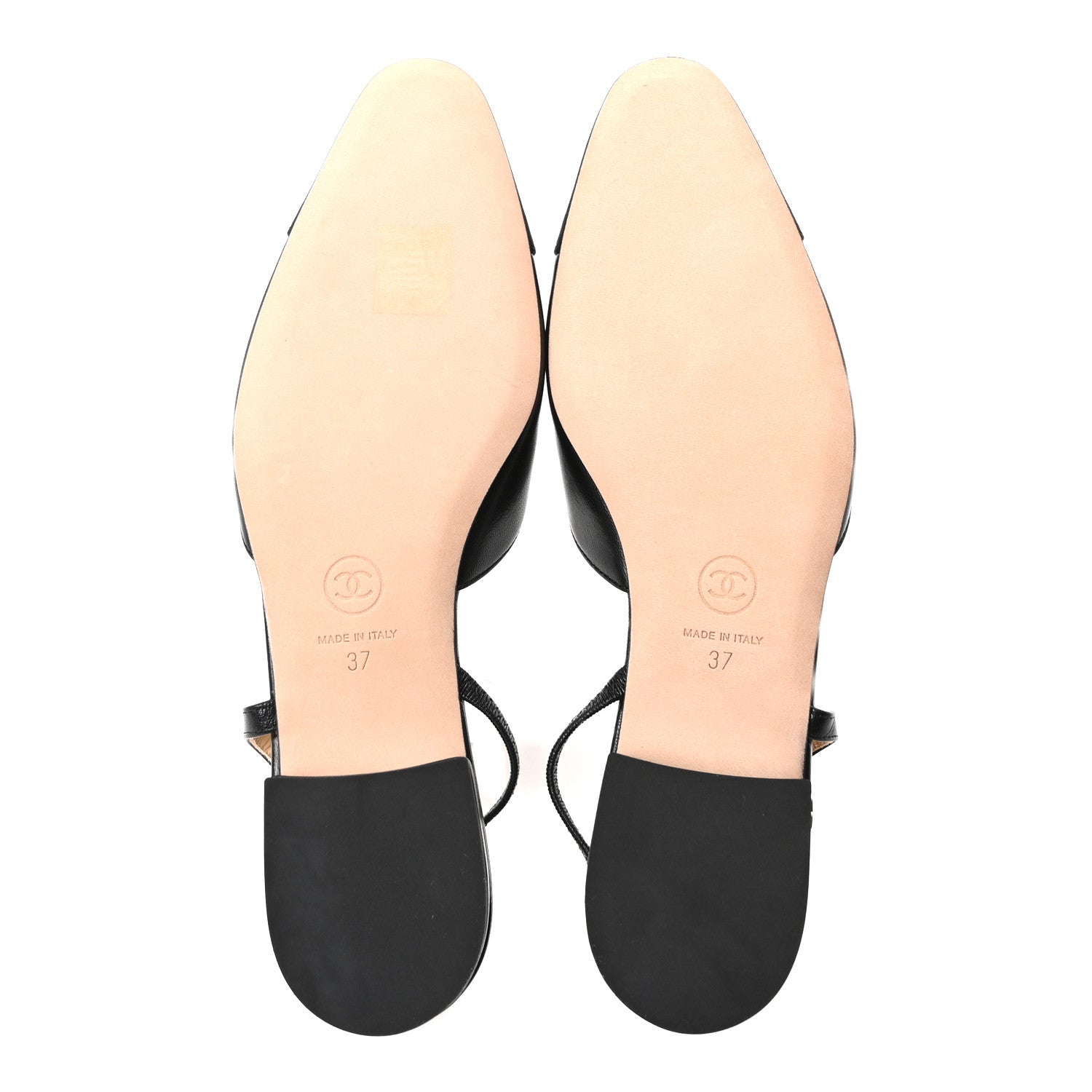Chanel Goatskin Grosgrain Cap Toe CC Slingback Sandals 37 Black 6 of 10