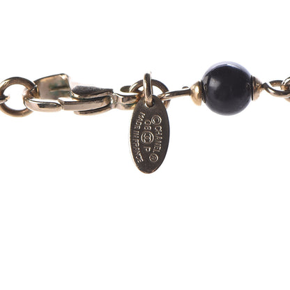 Chanel Pearl Bead Enamel CC Short Necklace Black Gold 4 of 5