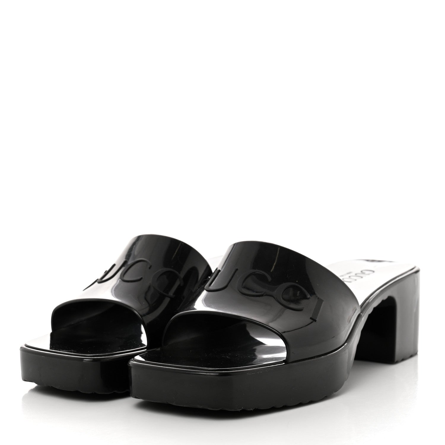 Gucci Rubber Gucci Logo Womens Platform 20/60mm Slide Sandals 37 Black 3 of 9