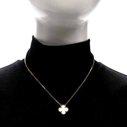 Van Cleef & Arpels 18K Yellow Gold Mother of Pearl Vintage Alhambra Pendant Necklace 2 of 4