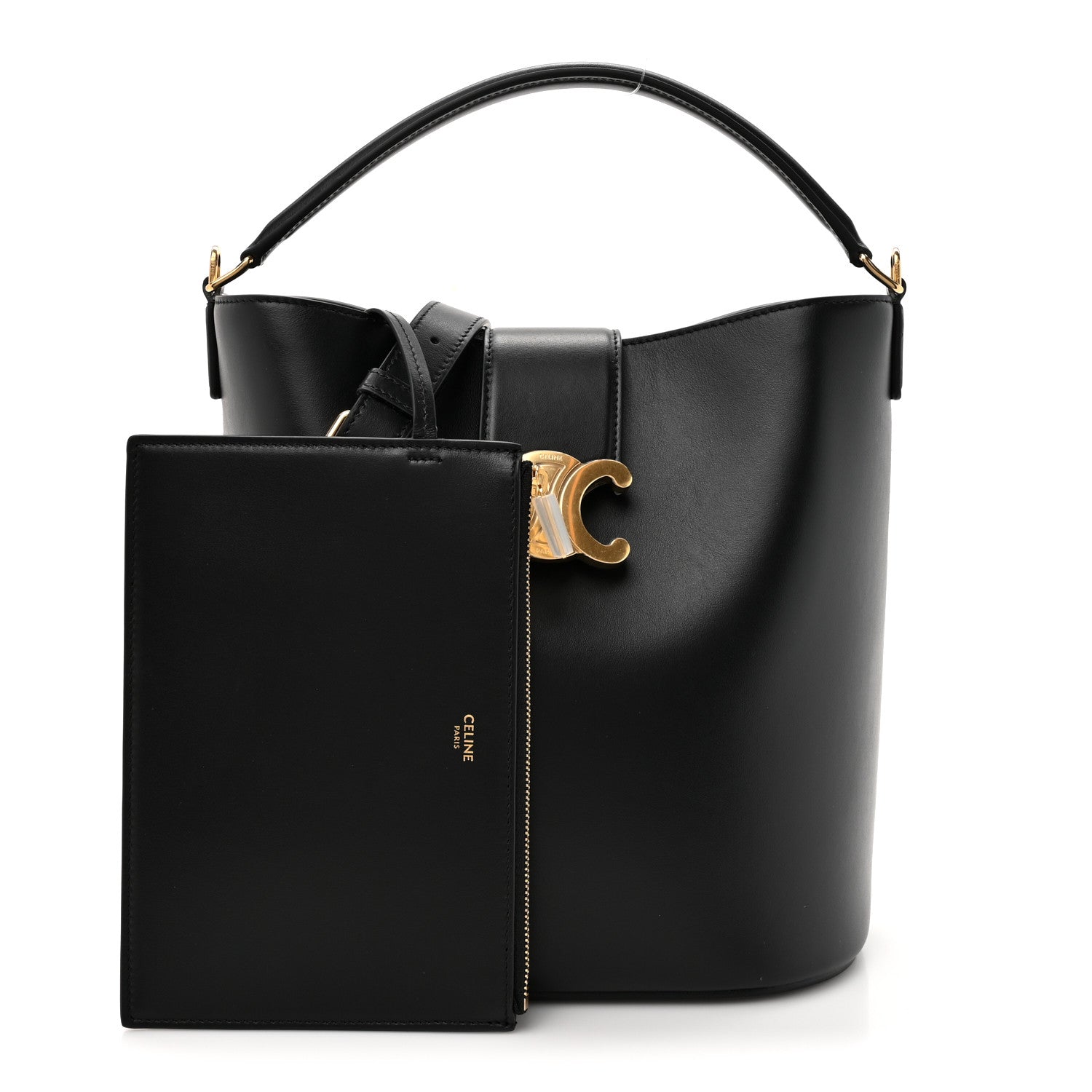 Celine Smooth Calfskin Triomphe Medium Louise Bag Black 3 of 10