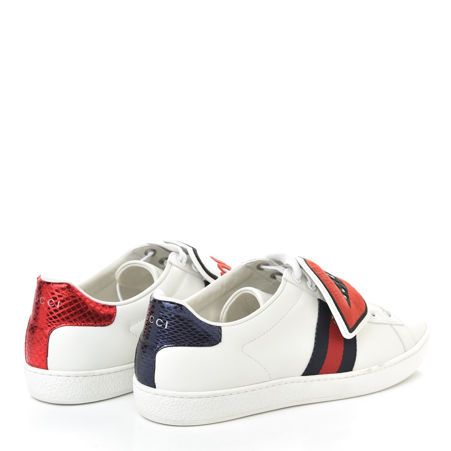 Gucci Calfskin Ayers Web Blind for Love Embroidered Womens Ace Sneakers 38.5 White 4 of 8