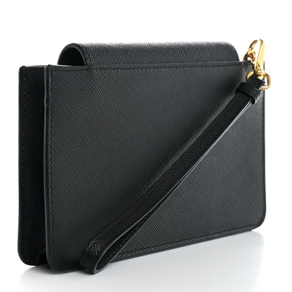 Prada Saffiano Metal Wristlet Wallet Black 3 of 13