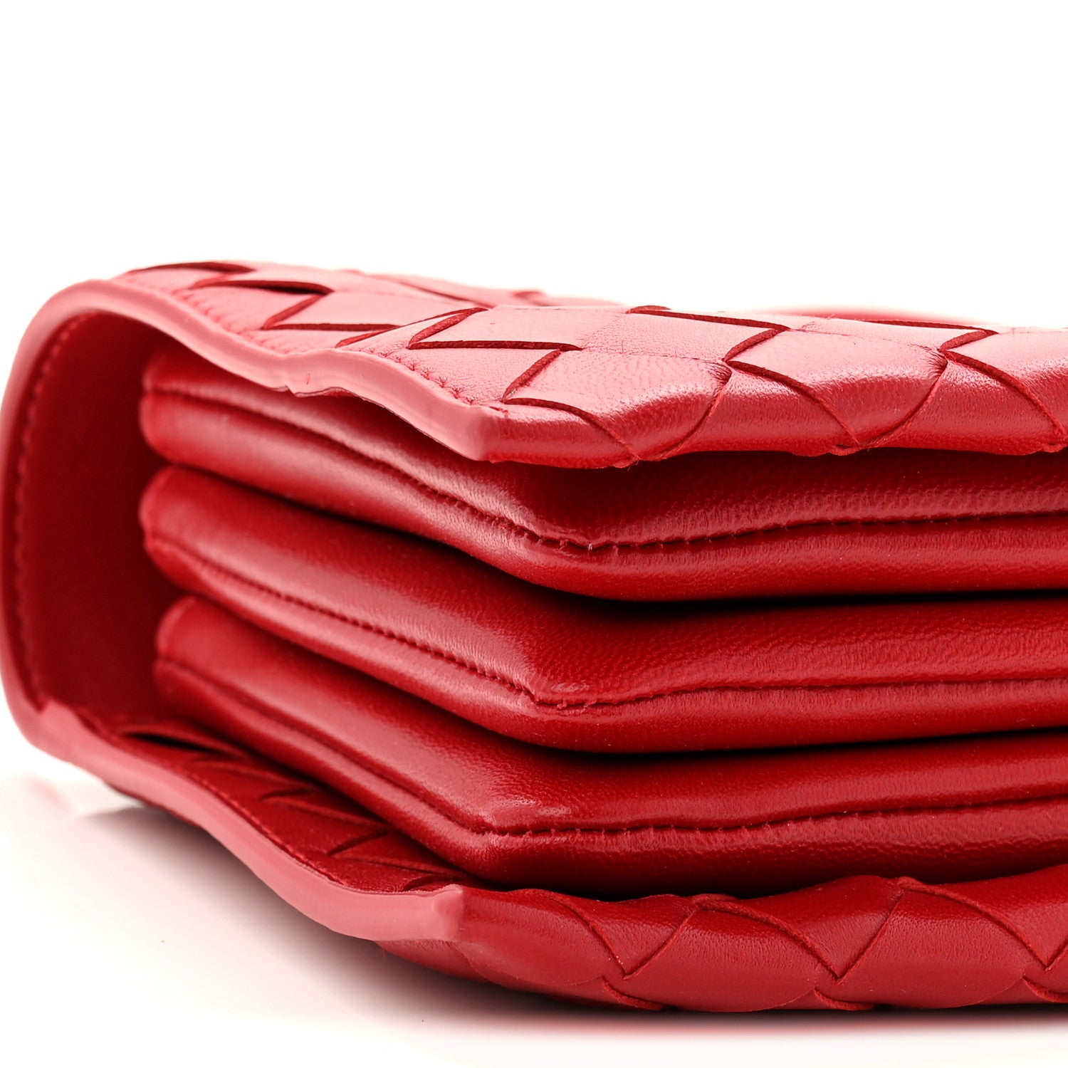 Bottega Veneta Nappa Intrecciato Trio Pouch On Strap Red 1827659 Bottega Veneta Nappa Intrecciato Trio Pouch On Strap Red 1827659