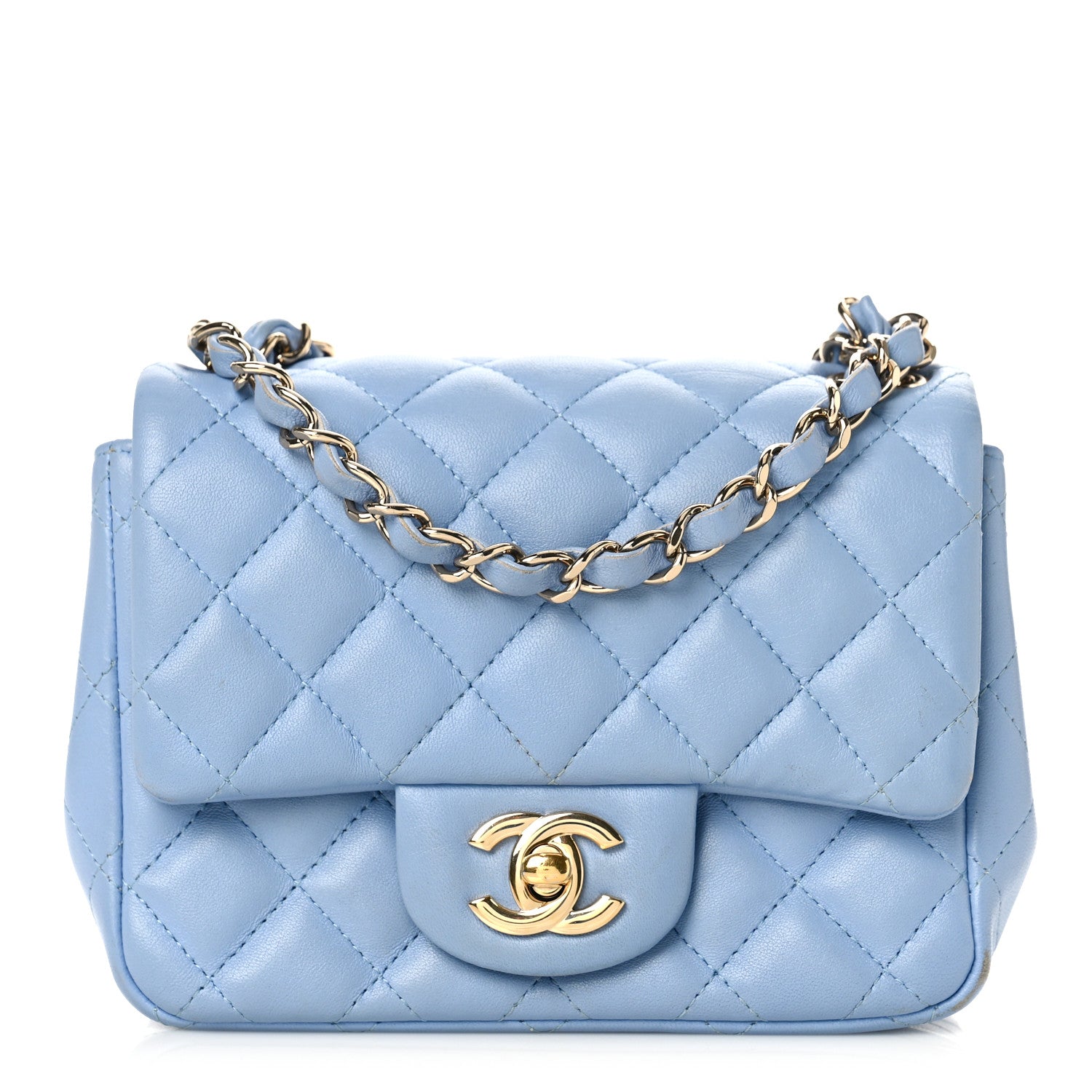 Chanel Lambskin Quilted Mini Square Flap Light Blue 1 of 9