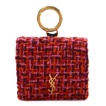Saint Laurent Tweed Woven Quadrillage Monogram Airpods Pro Case Rose Red 1 of 7