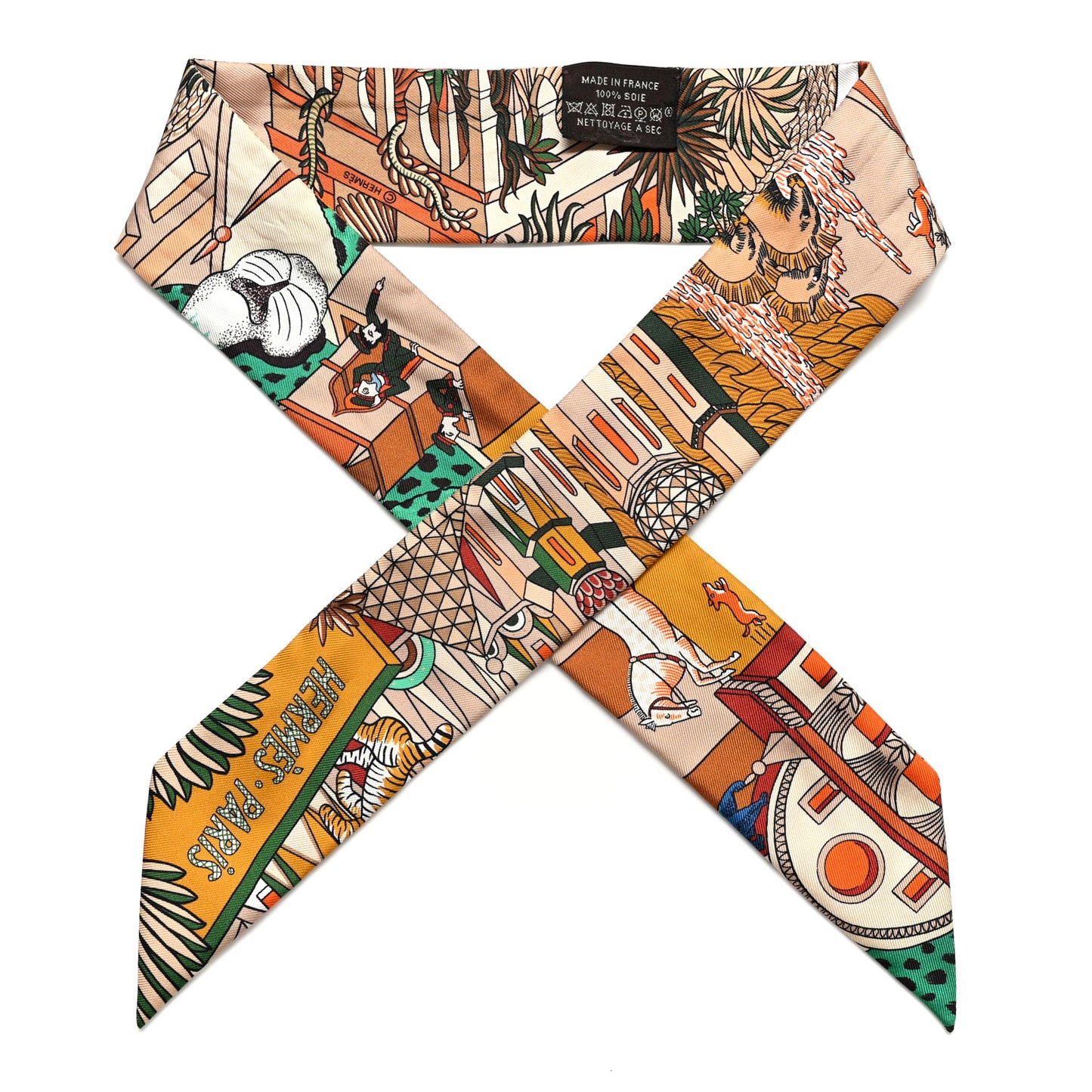 Silk Animapolis Plumetis Twilly Ocre Vert Orange