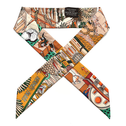Hermes Silk Animapolis Plumetis Twilly Ocre Vert Orange 1 of 7