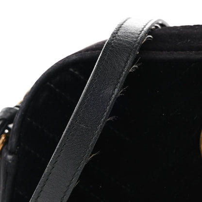 Gucci Velvet Matelasse Small GG Marmont Chain Shoulder Bag Black 10 of 12
