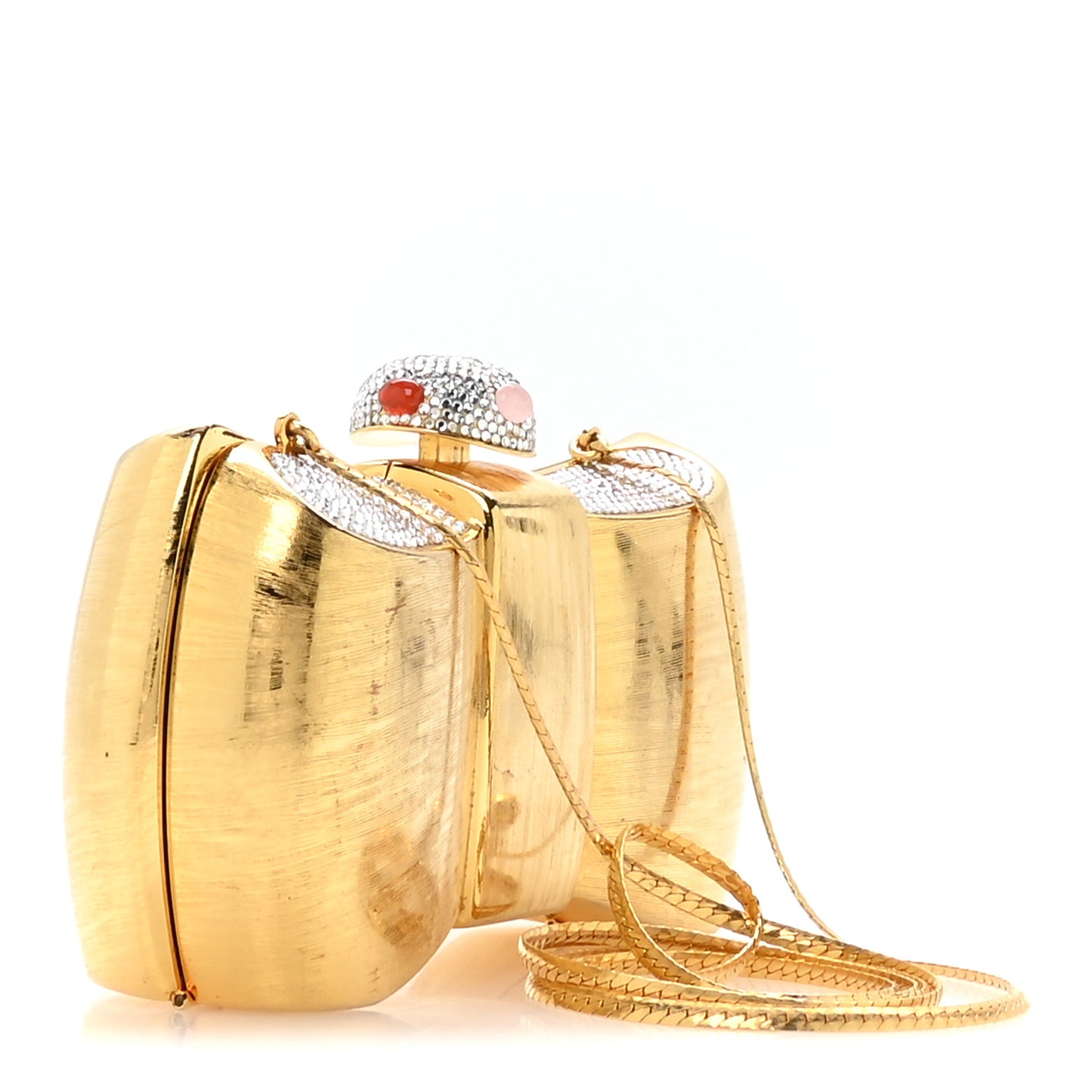 Crystal Bow Minaudiere Clutch Gold