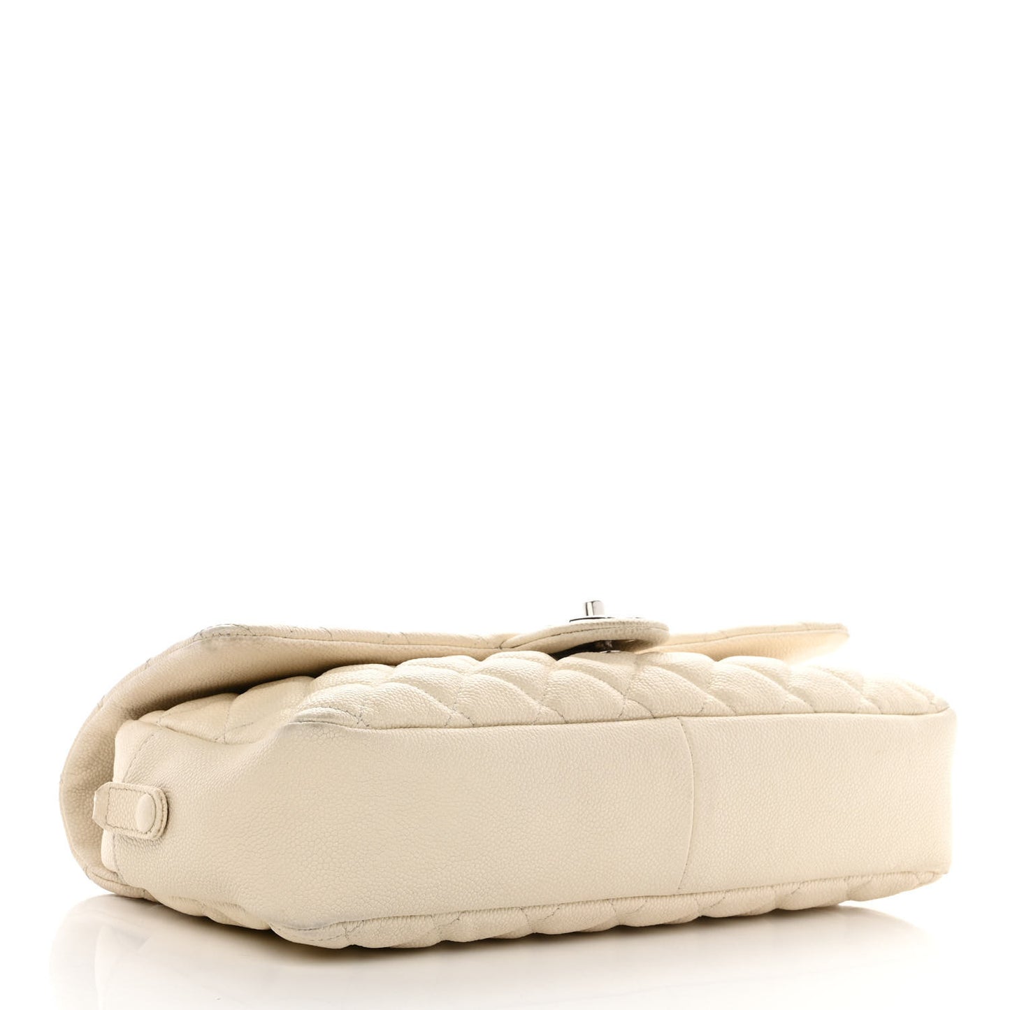 Caviar Quilted Jumbo Easy Flap Dark White