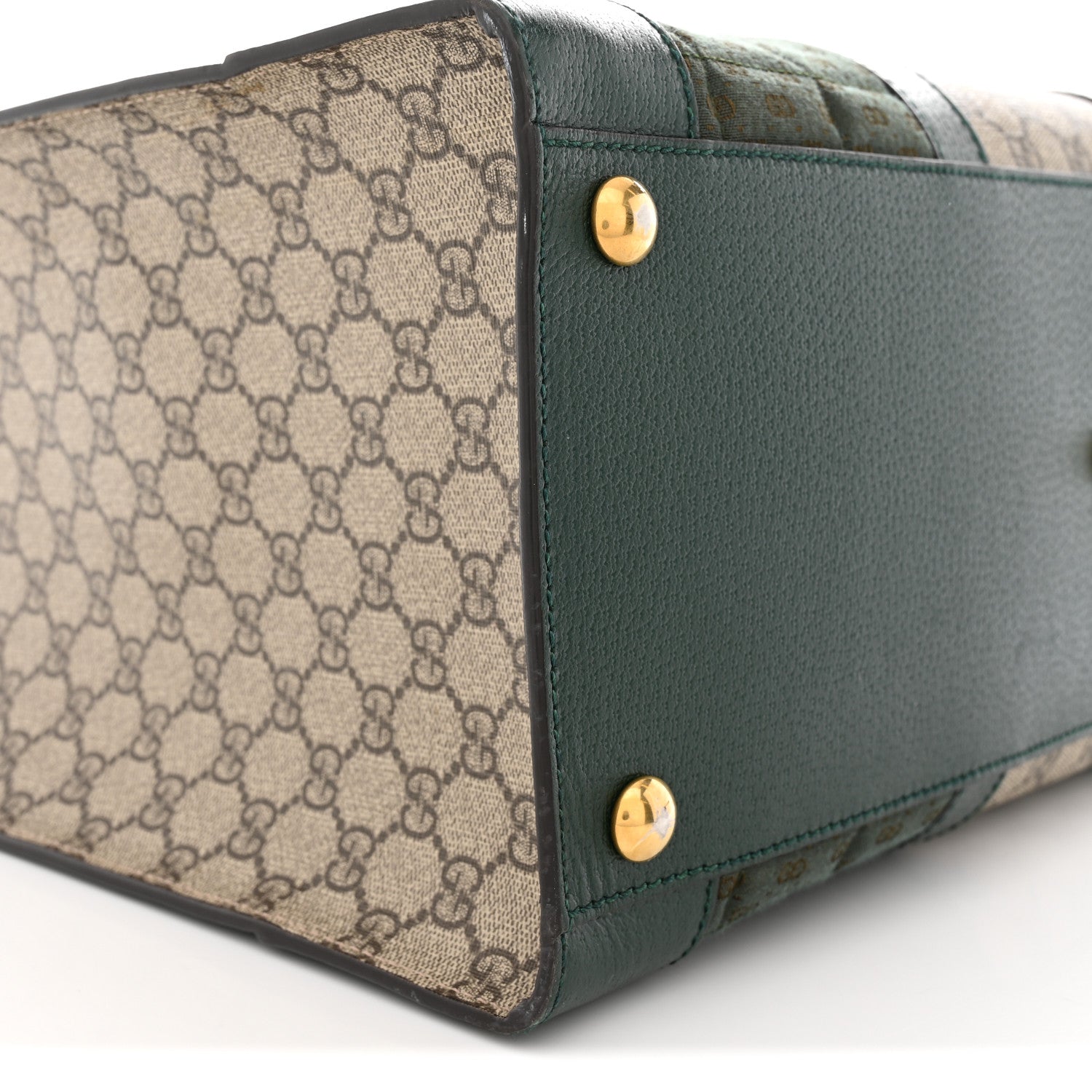 Gucci Monogram GG Mignon Textured Dollar Calfskin GG Supreme Monogram Quilted Mini GG Large Tote Bag Green Beige Ebony 9 of 11