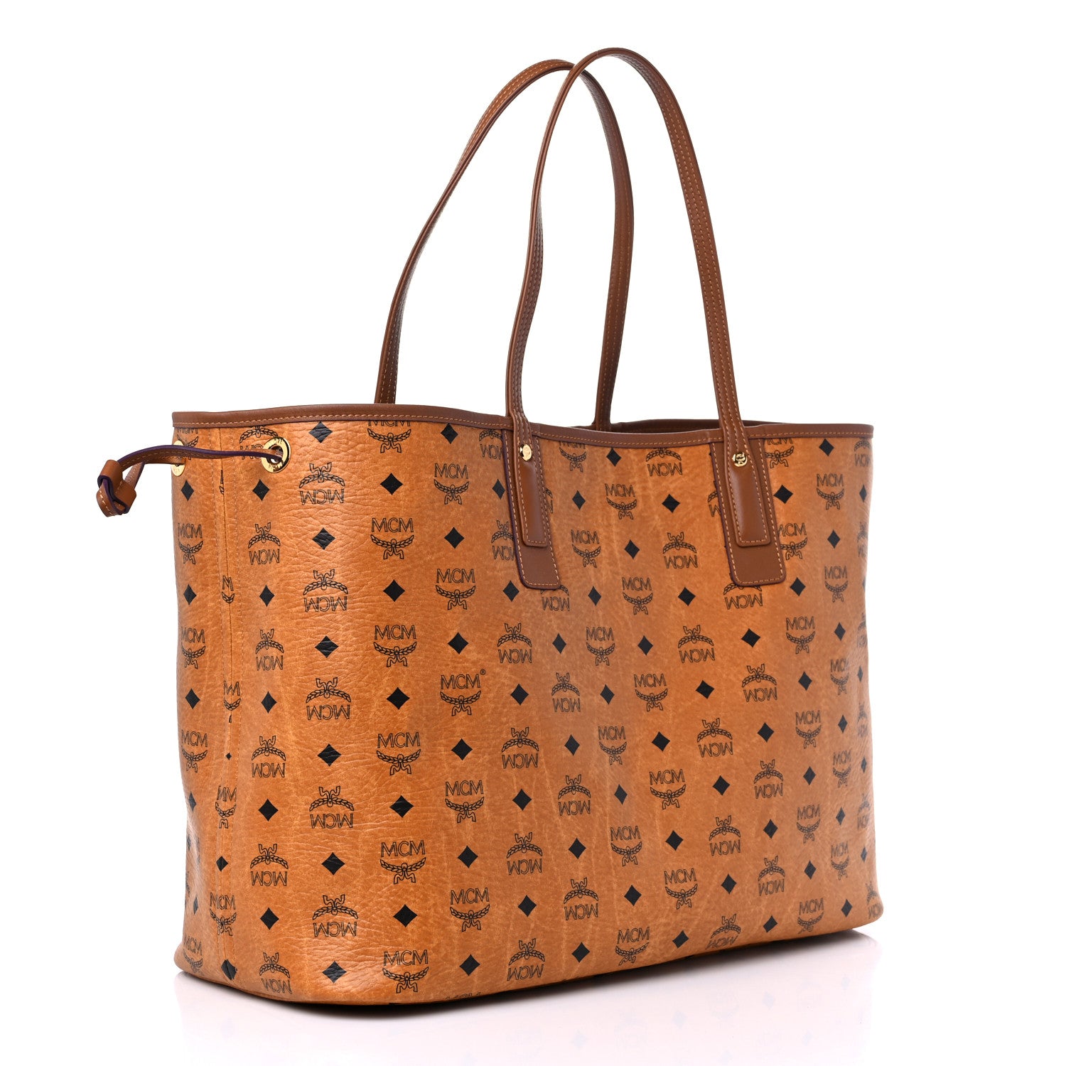 MCM Visetos Large Liz Reversible Shopper Tote Cognac 3 of 14