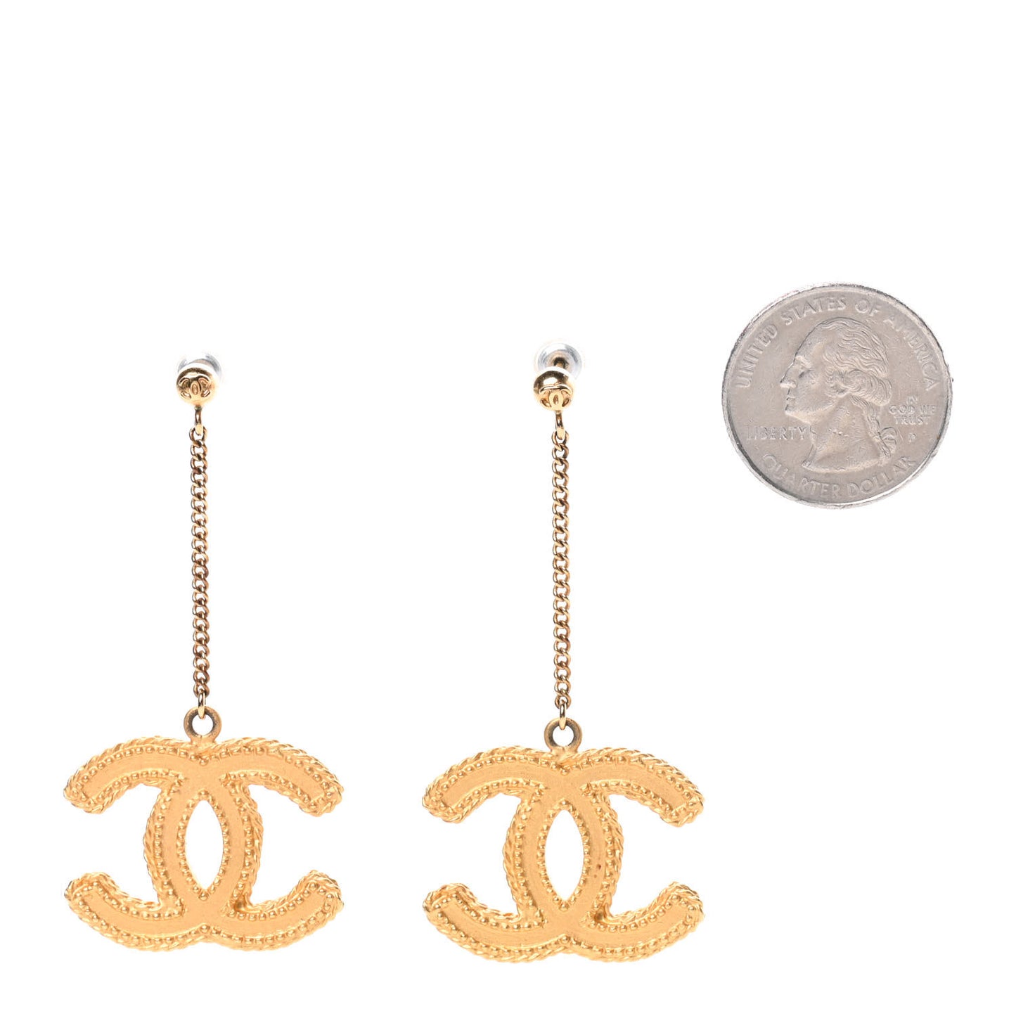 CC Drop Earrings Matte Gold
