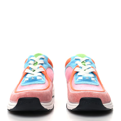 Chanel Fabric Suede Calfskin CC Sneakers 38.5 White Multicolor 2 of 8