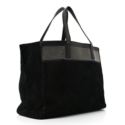 Saint Laurent Calfskin Suede Studded Reversible East West Shopping Tote Black 3 of 13