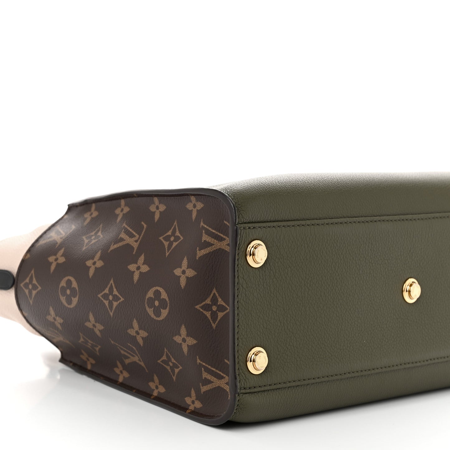 Calfskin Monogram On My Side MM Laurier Green Toffee Latte Beige