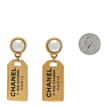 Chanel Pearl CC Tags Drop Earrings Gold 2 of 4