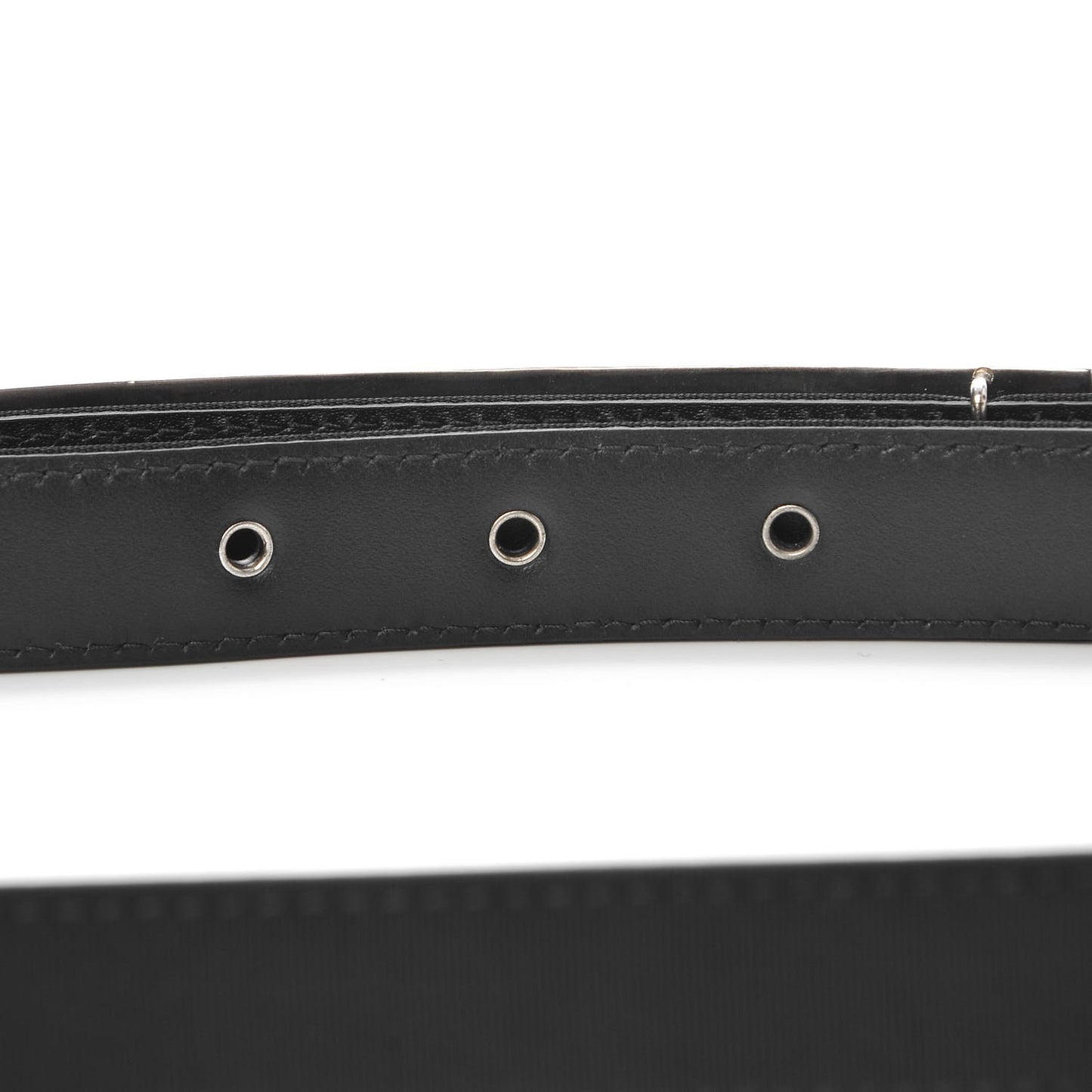 Grosgrain Lambskin Crystal Baguette Logo Belt 85 34 Black