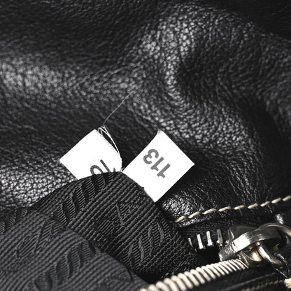 Prada Vitello Easy Foldover Pushlock Satchel Black 7 of 10