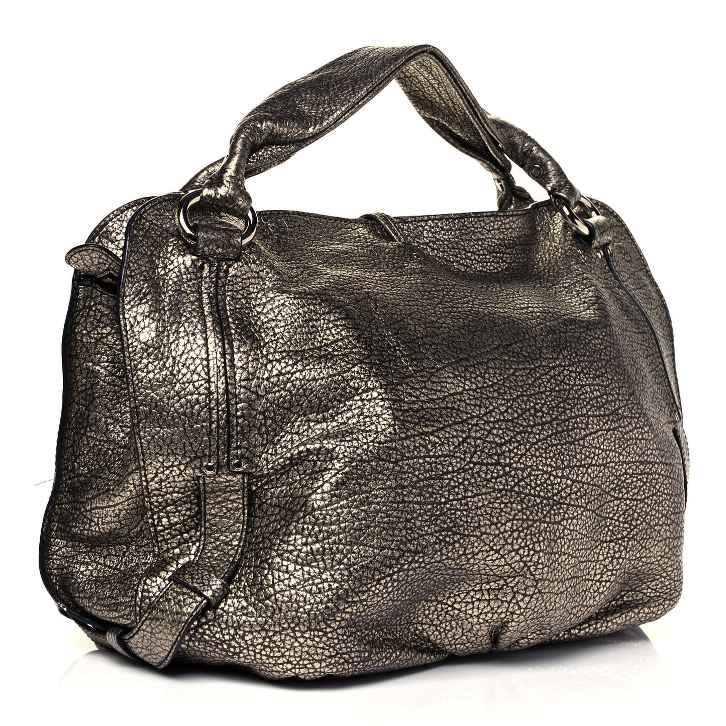 Metallic Calfskin Bittersweet Hobo Pewter