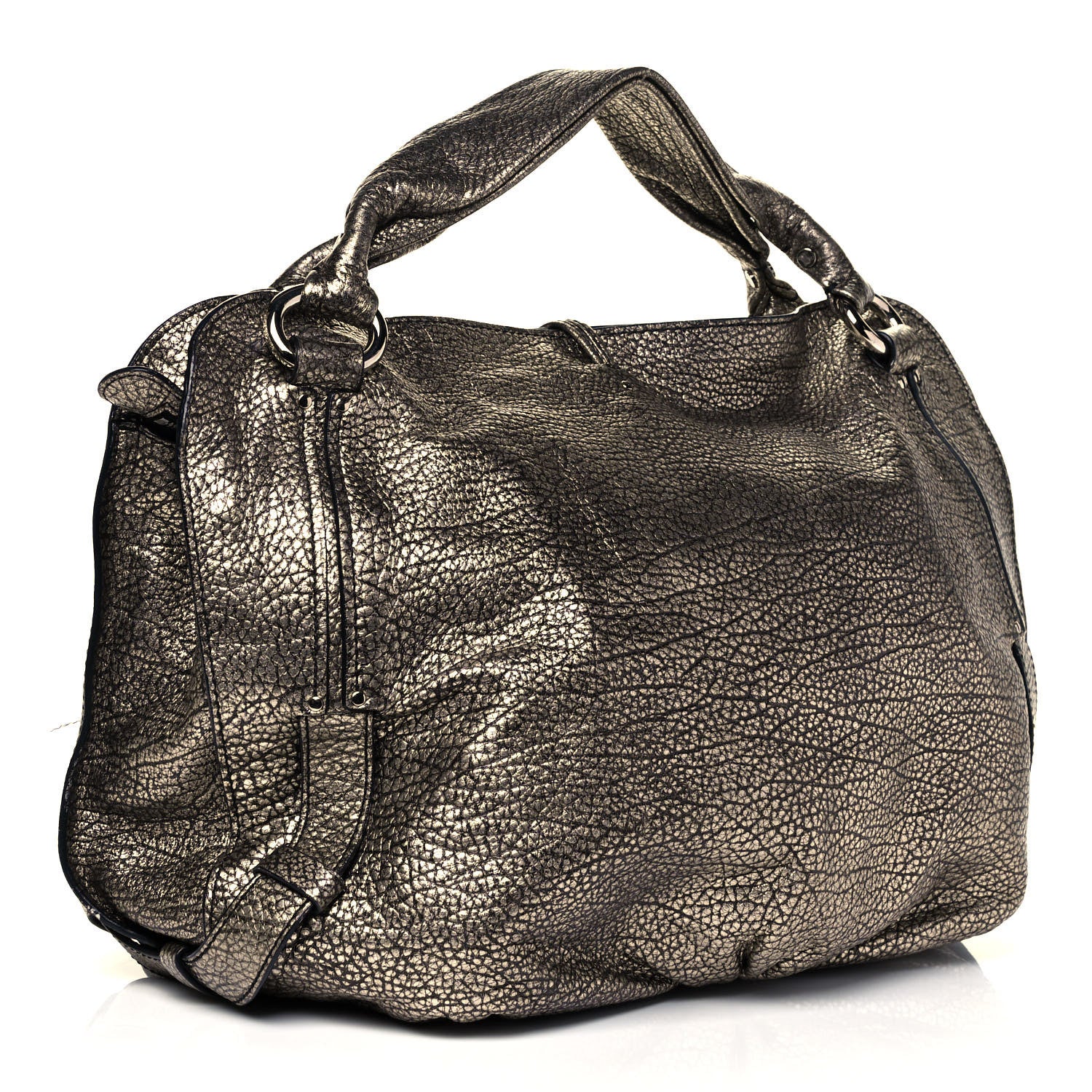 Celine Metallic Calfskin Bittersweet Hobo Pewter 3 of 9
