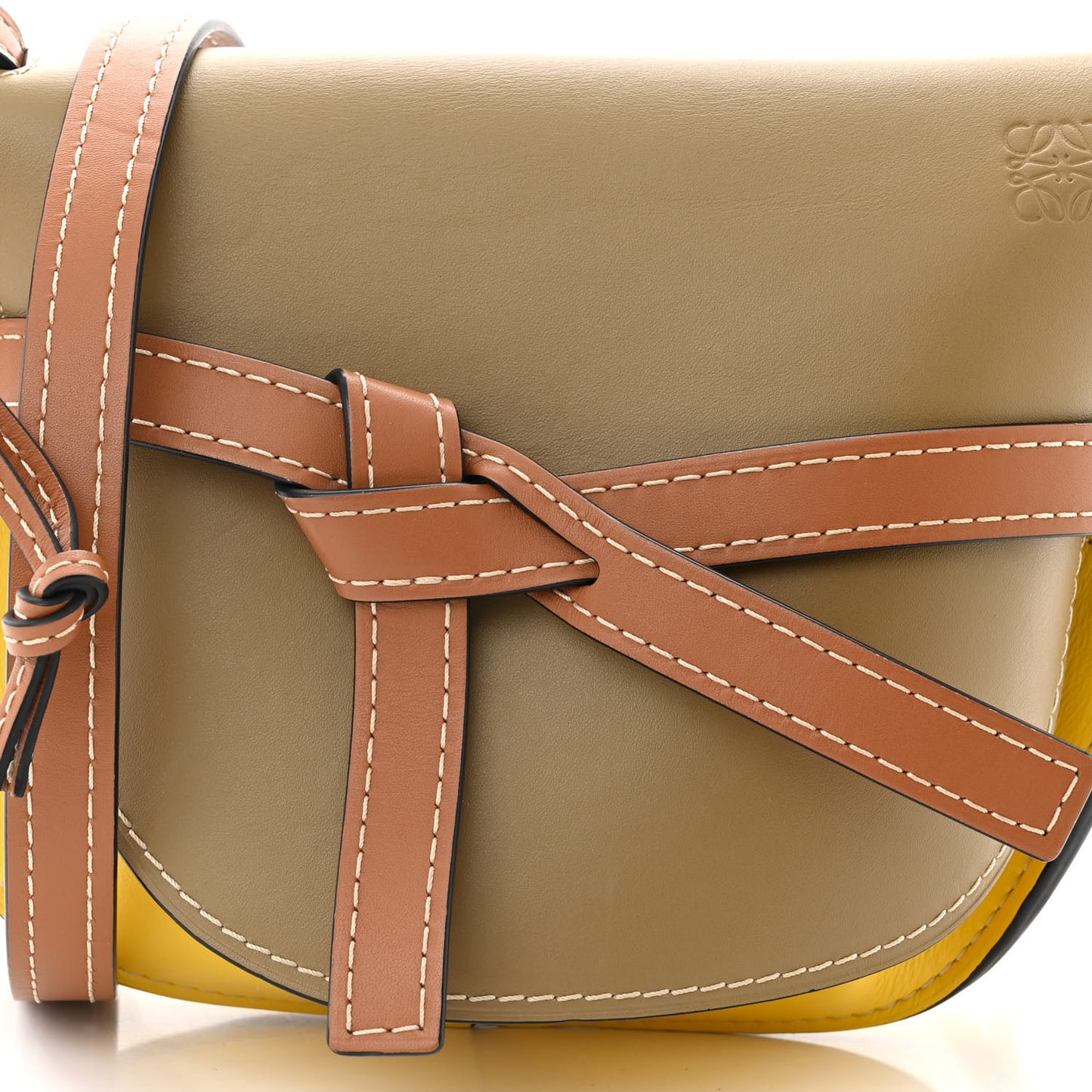 Calfskin Small Gate Crossbody Bag Mocca Yellow Pecan